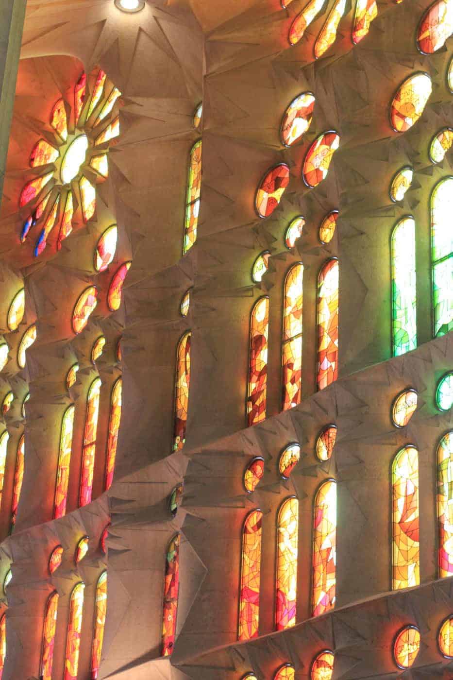 stained glass windows in la SAGRADA familia in Barcelona