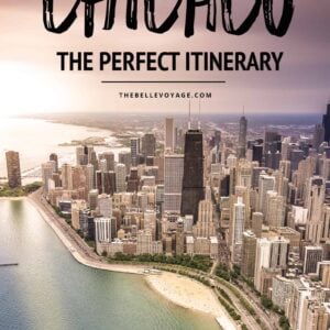 Lake Michigan and the Chicago skyline with Text - The perfect Chicago itinerary
