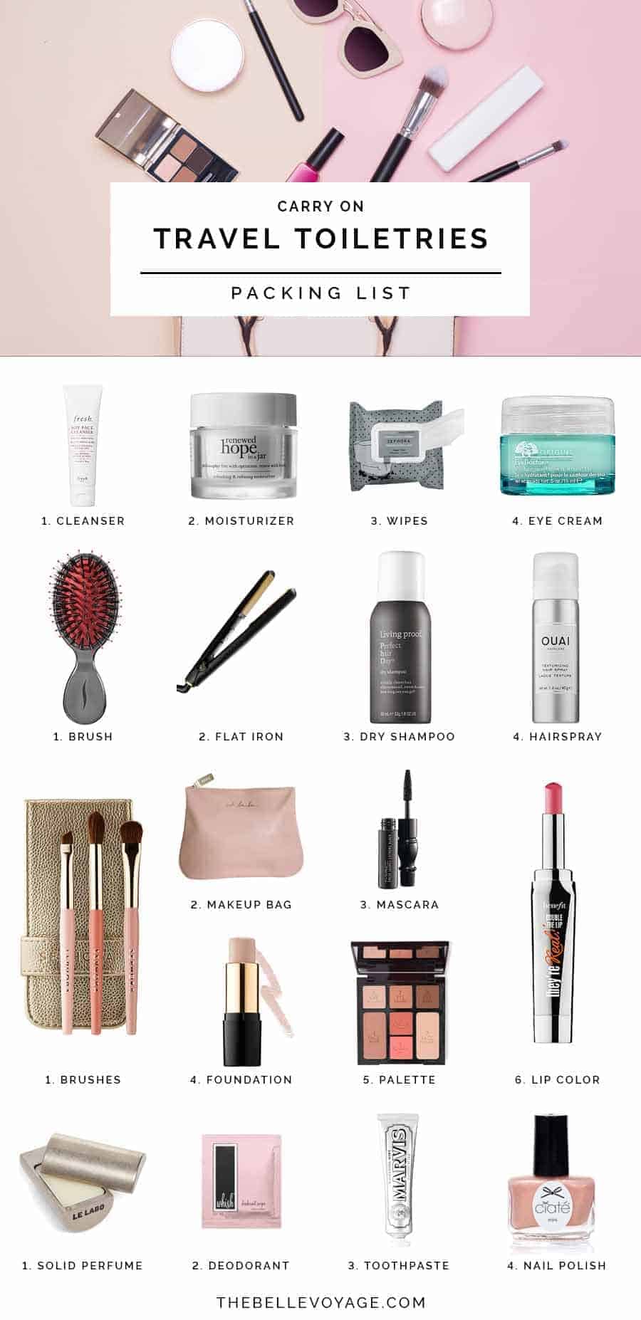 travel toiletries packing list