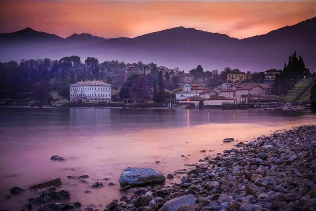 sunset on lake Como Bellagio italy