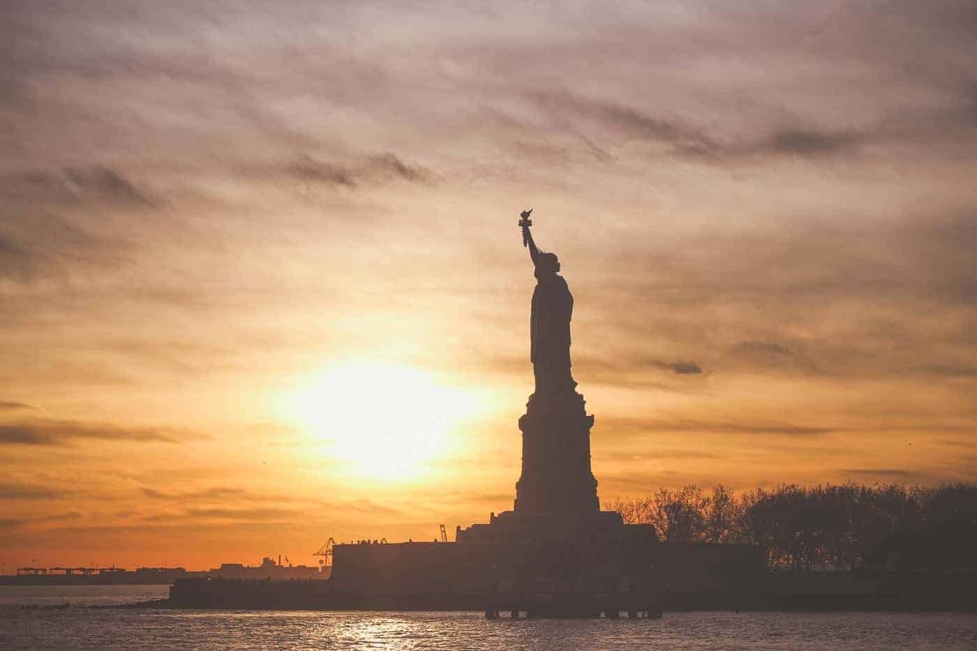 Statue of Liberty at sunset