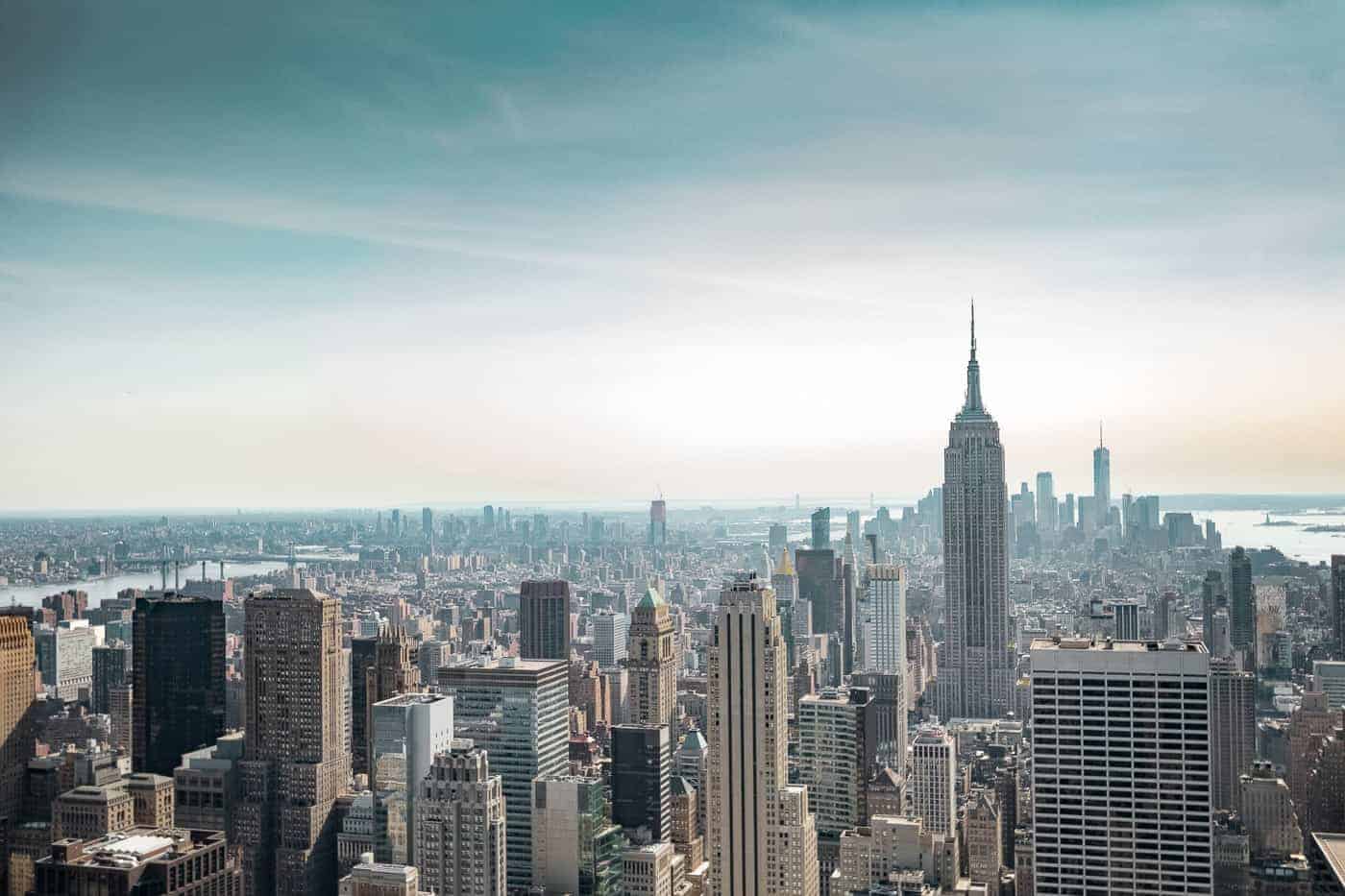 view of Manhattan skyline and the Empire State Building 