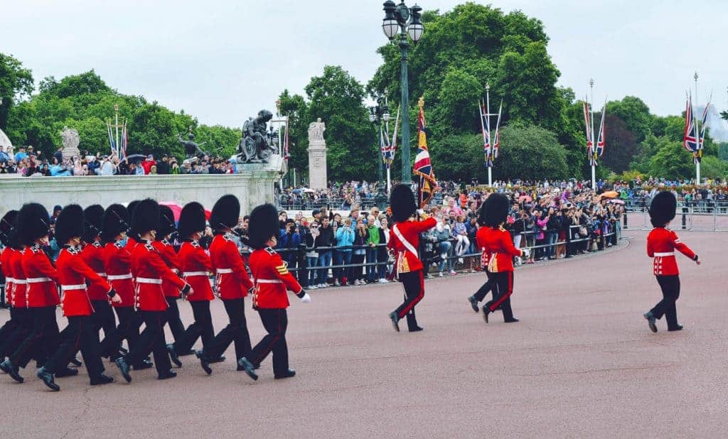Royal guards outside of Buckingham Palace in London