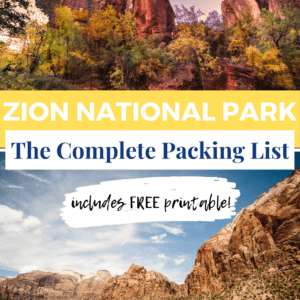 Zion packing list