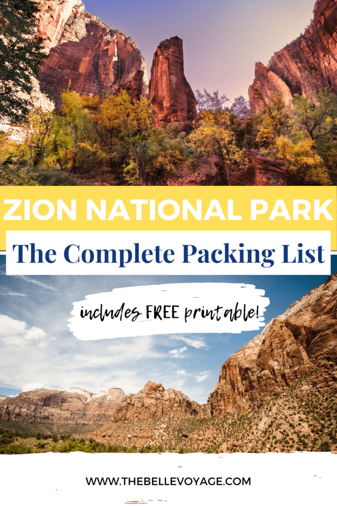 Zion packing list