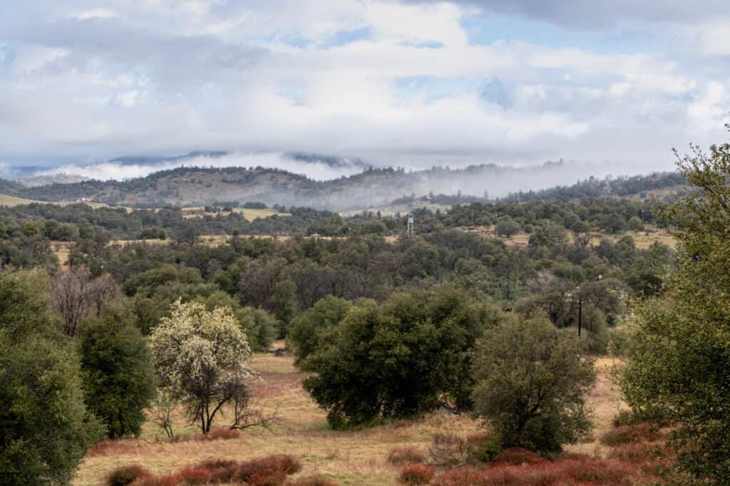 clouds over hills in Julian california