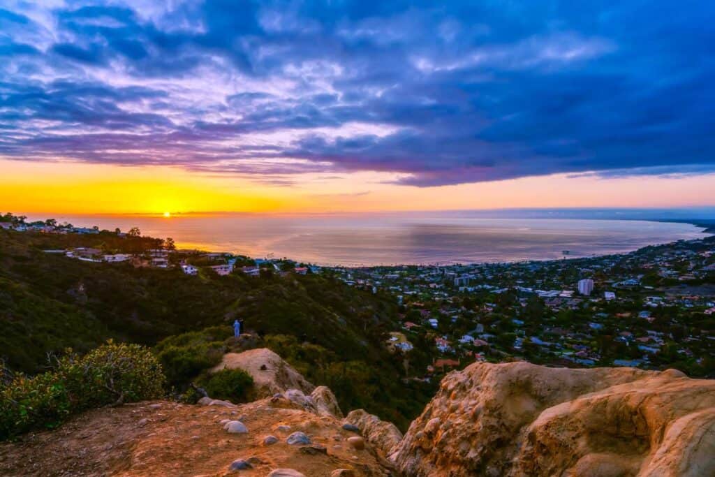 La Jolla coastline and sandstone rocks from the top of mt. Soledad