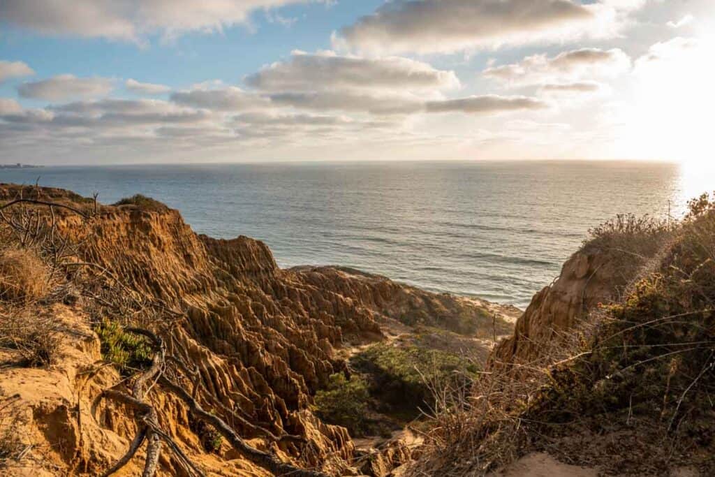 Beautiful sunset at Torrey Pines beach, West coast, San Diego, California