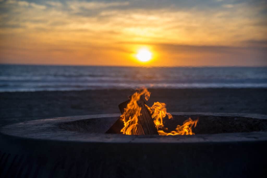 bonfire on the beach at night