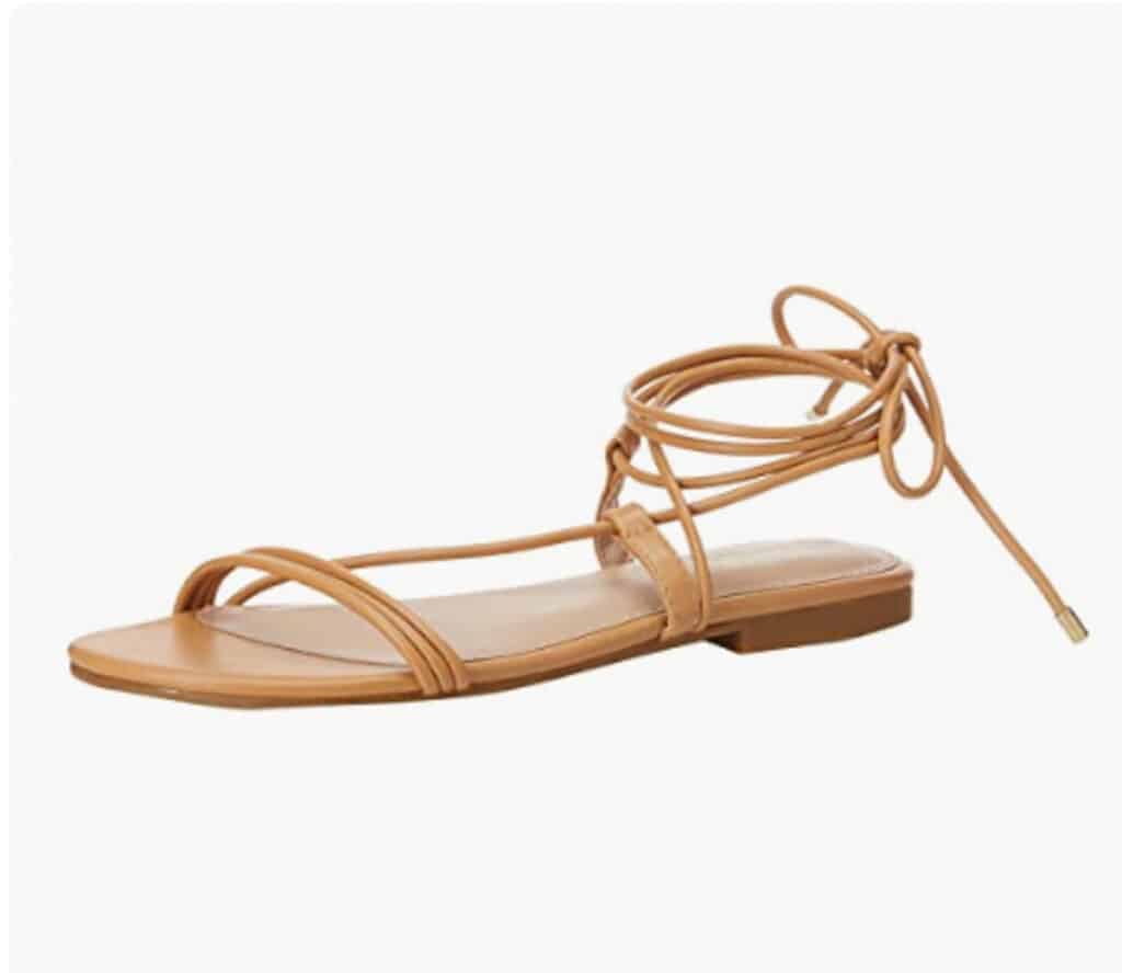 flat brown sandals with tie up straps