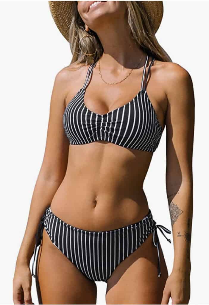 striped two piece bikini