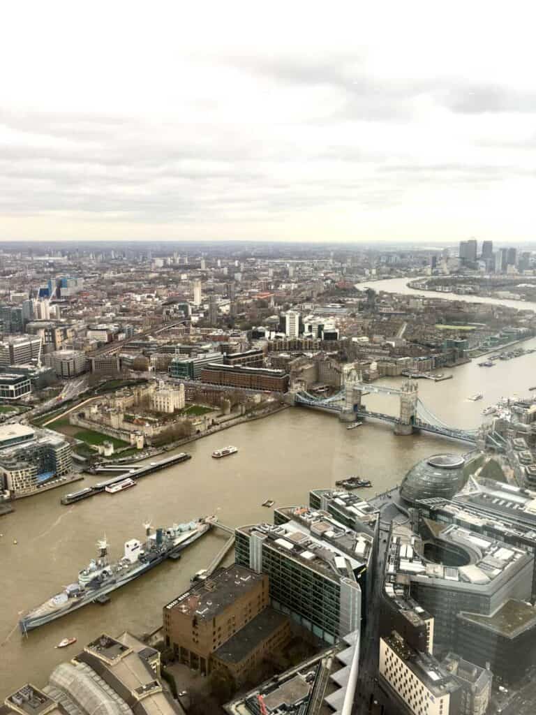 View of London from above on the London Eye
