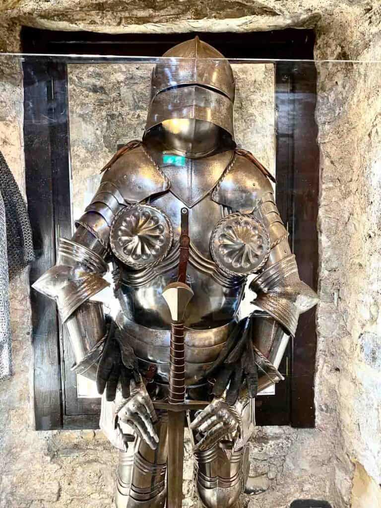 suit of metal armor from medieval times