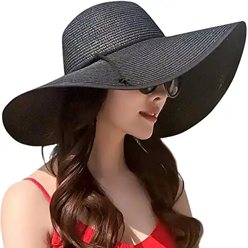 Wide Brim Packable Straw Hat