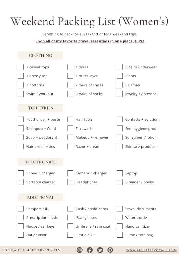 Packing List For Women Packing List For Women