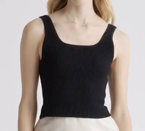 Cropped Square Neck Ribbed Tank